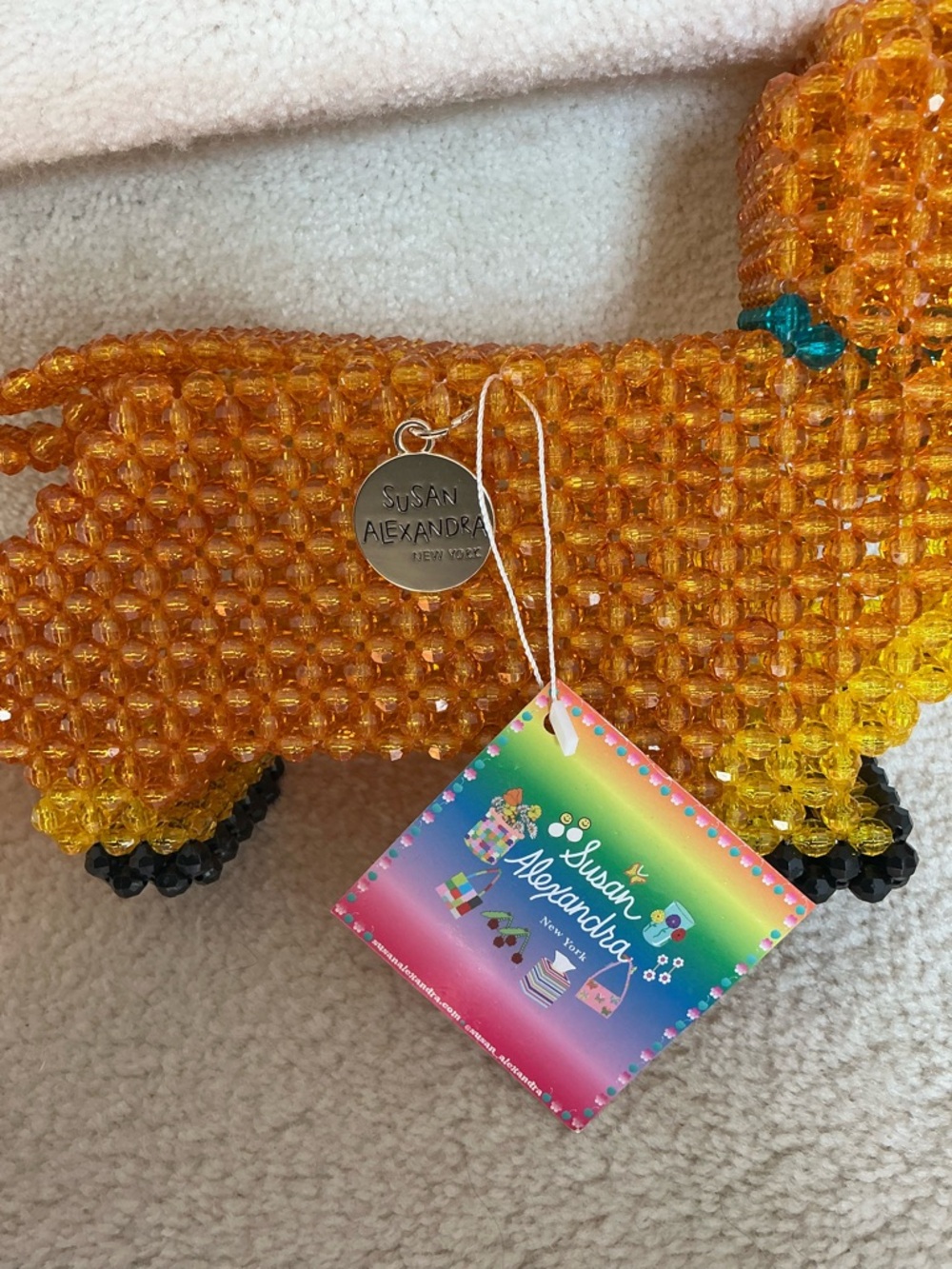 ADORABLE NWT SUSAN ALEXANDRA WEENY DACHSHUND BEADED CROSSBODY BAG - Picture 8 of 16